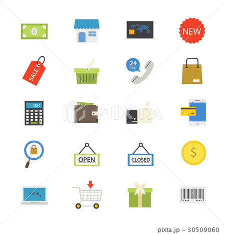 Shopping and Online Shopping Flat Icons color 30509060