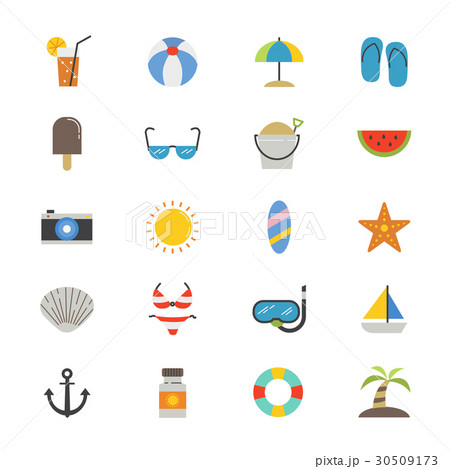 Summer Relax and Beach Flat Icons color 30509173