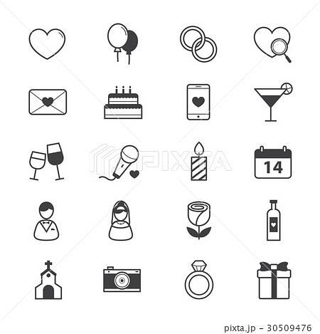 Valentine and Love Wedding Icons Line 30509476