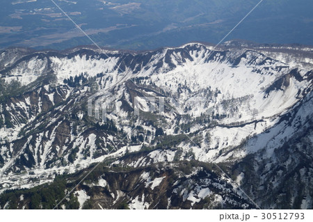 新潟県十日町市の大松山付近を空撮の写真素材