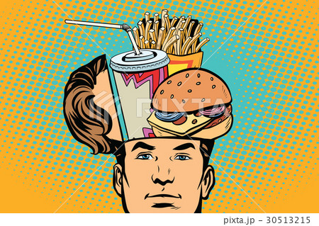 Man with an open head fast food 30513215