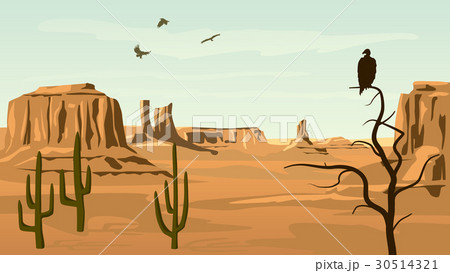 Cartoon illustration of prairie wild west. 30514321