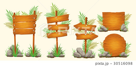 Set of vector cartoon wooden signs of various Set of vector cartoon wooden signs of various 30516098