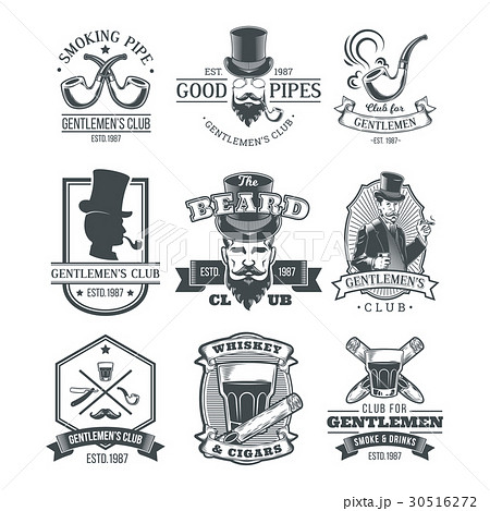 Set of vintage gentleman emblems, labels. 30516272