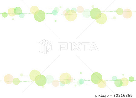 水彩風 水玉フレーム（黄緑）のイラスト素材 [30516869] - PIXTA