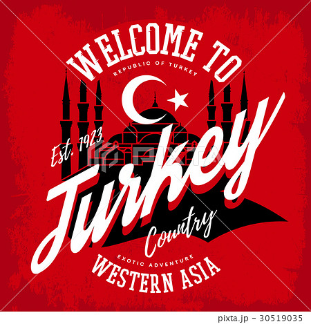 Turkey emblem or sign with muslim mosque Turkey emblem or sign with muslim mosque 30519035