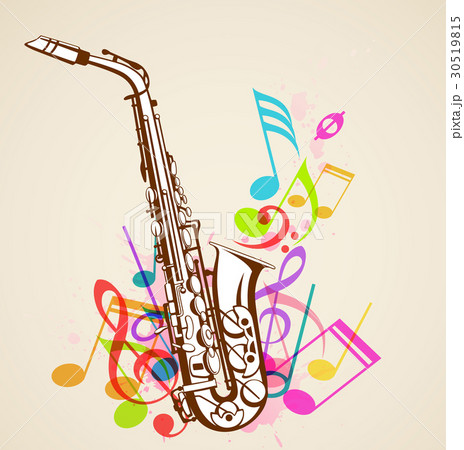 Music notes and saxophone Music notes and saxophone 30519815