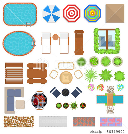 Cartoon Landscape Design Elements Set Top View 30519992