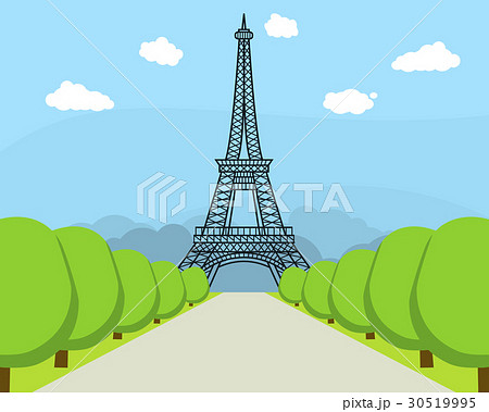 Cartoon Eiffel Tower Famous Landmark of Paris 30519995