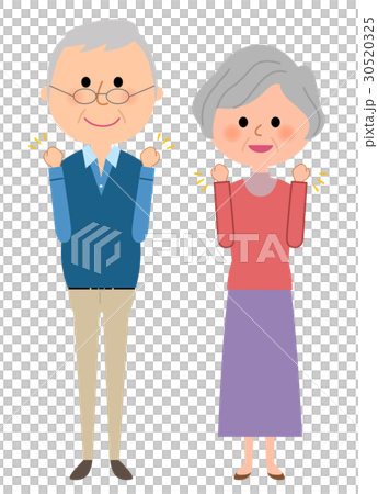 シニアカップル　ガッツポーズ 30520325