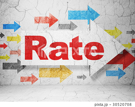 Money concept: arrow with Rate on grunge wall Money concept: arrow with Rate on grunge wall 30520708