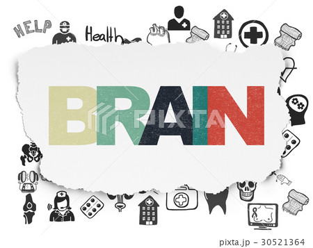 Healthcare concept: Brain on Torn Paper background 30521364