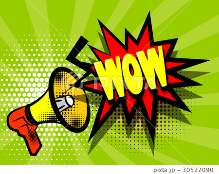 Comic book text advertising megaphone wow Comic book text advertising megaphone wow 30522090