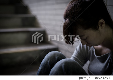 depressed woman in underground depressed woman in underground 30523251