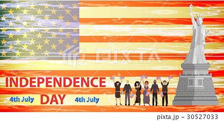 Flag of America and a statue of freedom 30527033