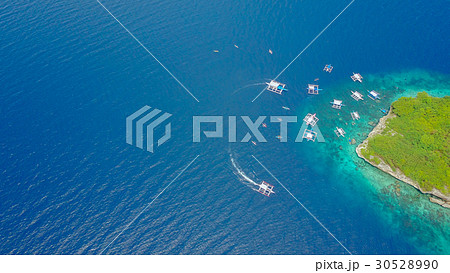 Aerial view of sandy beach beautiful clear sea. 30528990