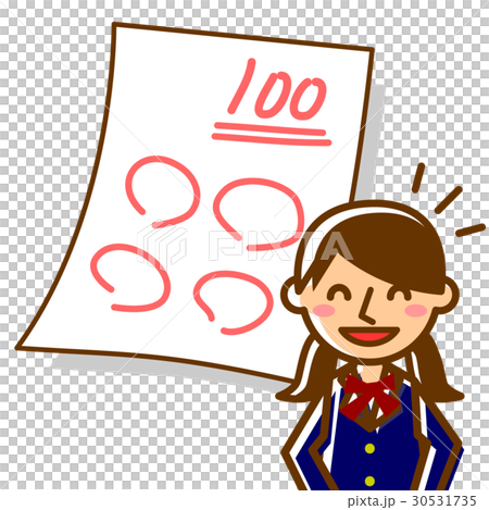 Student test 100 points Female laughter - Stock Illustration [30531735 ...