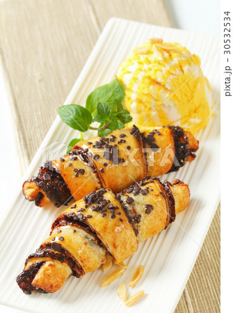 chocolate croissants with ice cream chocolate croissants with ice cream 30532534
