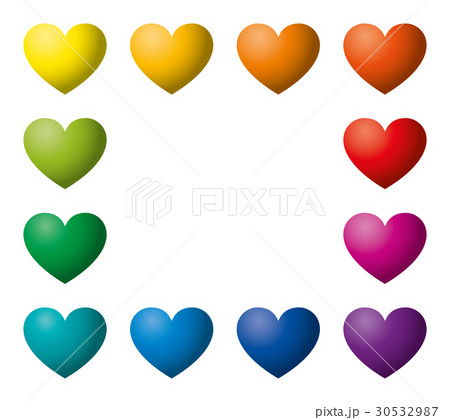 Twelve rainbow color hearts in rectangle shape Twelve rainbow color hearts in rectangle shape 30532987
