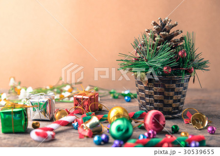 Christmas and new year wooden background Christmas and new year wooden background 30539655