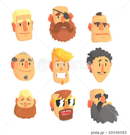 Cartoon avatar men faces with different emotions Cartoon avatar men faces with different emotions 30540565