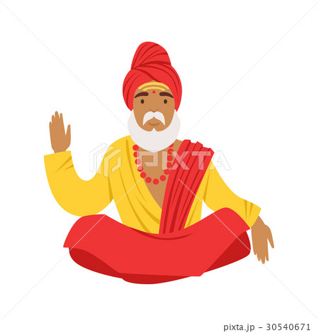 Yogi man in yoga lotus pose, wearing traditional Yogi man in yoga lotus pose, wearing traditional 30540671