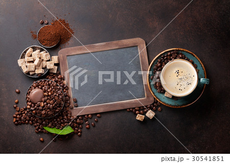 Coffee cup, beans and sugar Coffee cup, beans and sugar 30541851