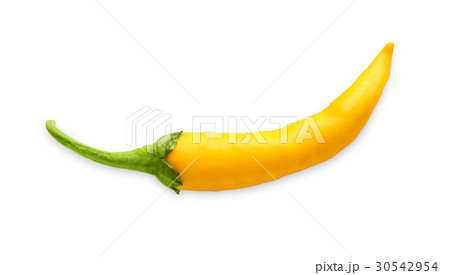 Yellow cayenne chili pepper isolated on white 30542954