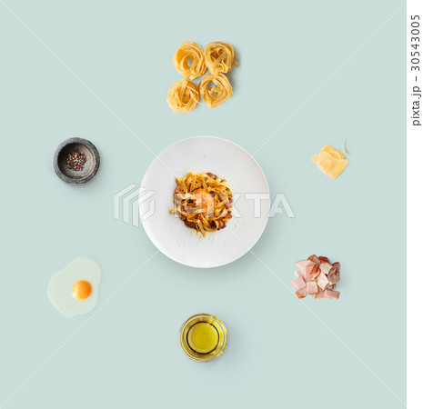 Cooking ingredients for italian food, carbonara 30543005