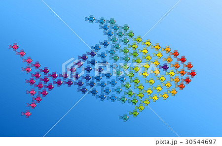 Many Little Fishes Forming Big Fish Teamwork 30544697