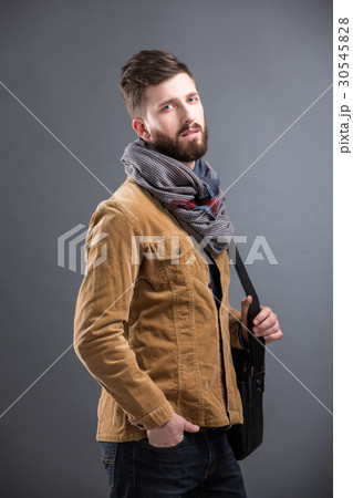 Stylish man with black leather bag 30545828