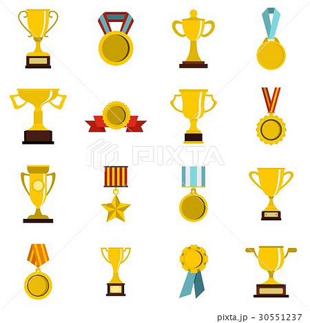 Trophy set flat icons 30551237