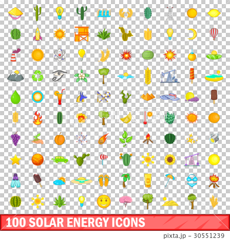 100 solar energy icons set, cartoon style 100 solar energy icons set, cartoon style 30551239