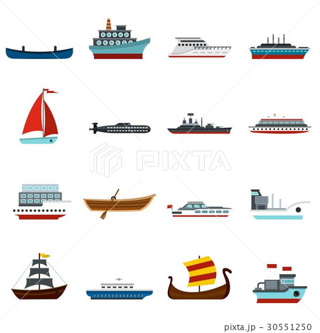 Sea transport set flat icons Sea transport set flat icons 30551250