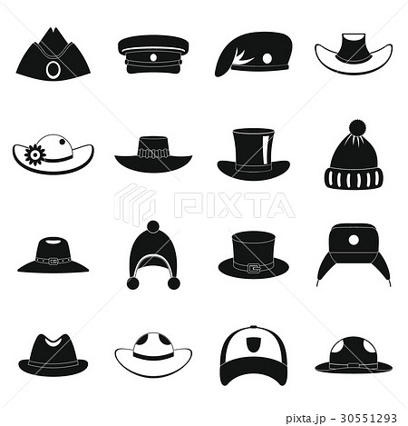 Headdress hat icons set, simple style 30551293