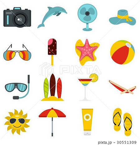 Summer rest set flat icons Summer rest set flat icons 30551309