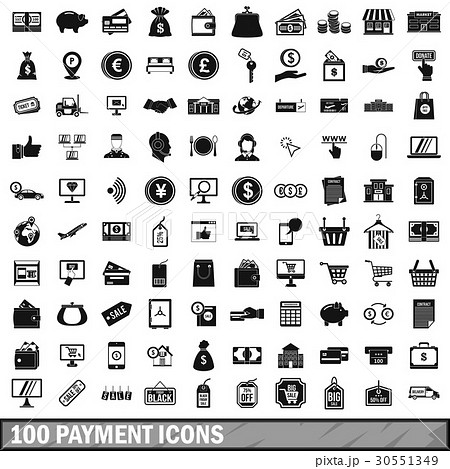 100 payment icons set in simple style 30551349
