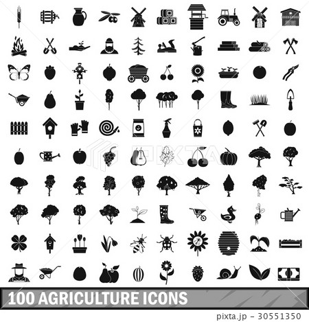 100 agriculture icons set in simple style 100 agriculture icons set in simple style 30551350