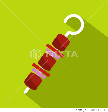 Barbecue kebab on skewer icon, flat style 30551584