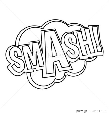 Smash, comic text sound effect icon, outline style 30551622