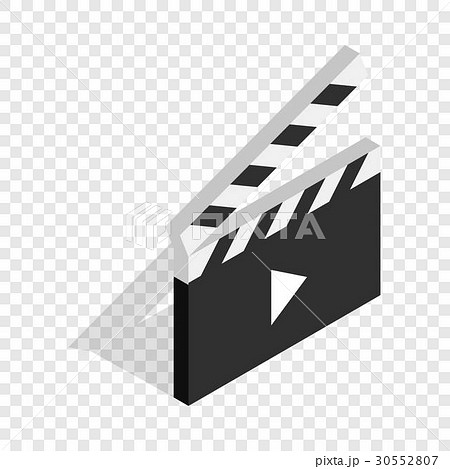 Clapperboard open with play button isometric icon Clapperboard open with play button isometric icon 30552807