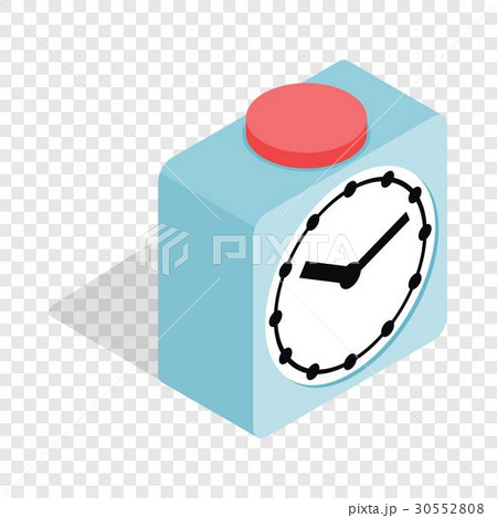 Clock with red button isometric icon 30552808