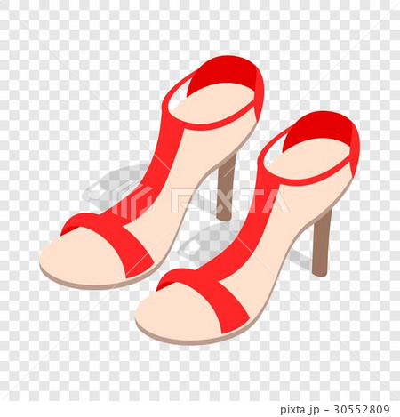 Pair of high heel red female shoes isometric icon 30552809