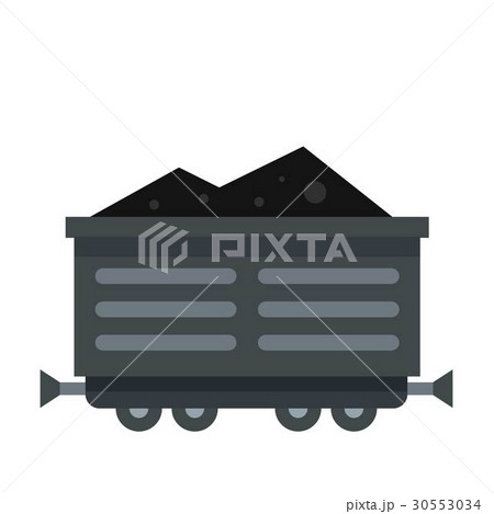 Train waggon with coal icon, flat style 30553034