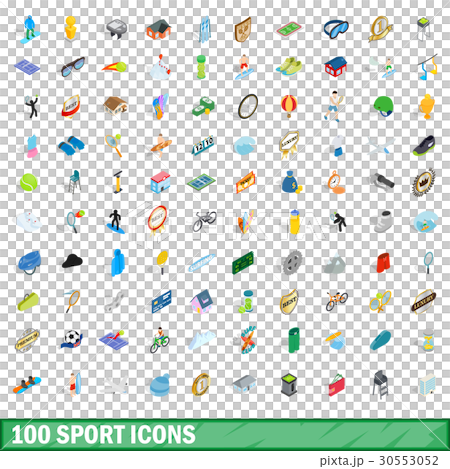 100 sport icons set, isometric 3d style 30553052