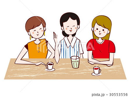 女性 カフェでおしゃべり 人物 イラストのイラスト素材