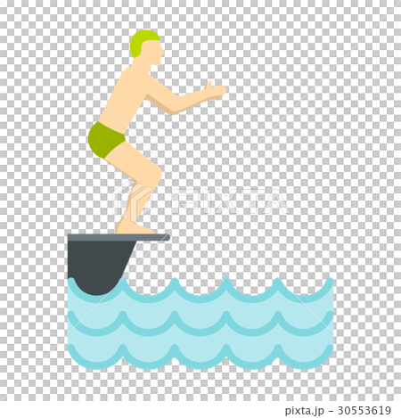 Man standing on springboard preparing to dive icon-插圖素材 [30553619 ...