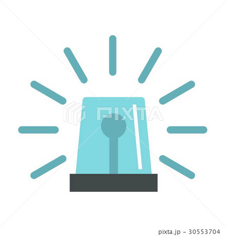 Blue flashing emergency light icon, flat style 30553704