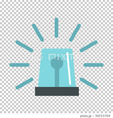 Blue flashing emergency light icon, flat style 30553704