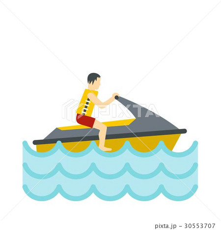 Jet ski rider icon, flat style 30553707